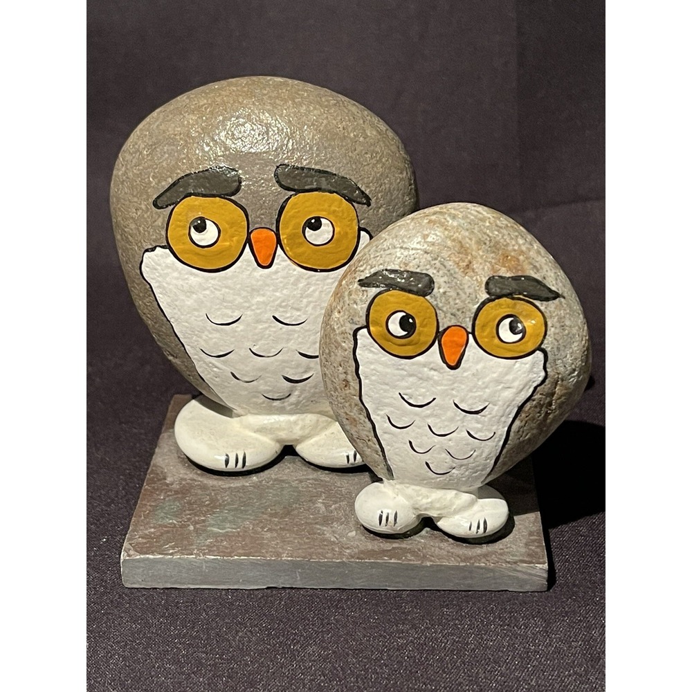 Vintage Owl Rocks Pen Holder 3" Tall